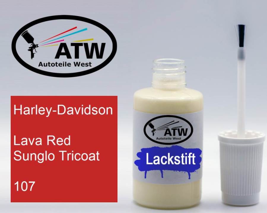 Harley-Davidson, Lava Red Sunglo Tricoat, 107: 20ml Lackstift, von ATW Autoteile West.